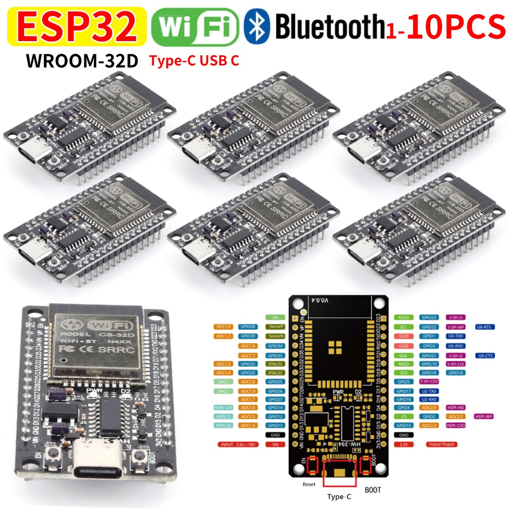 Esp32 Wifi Bluetooth Module - บอร์ดพัฒนาโมดูล WiFi + บลูทูธ ESP32 WROOM-32D