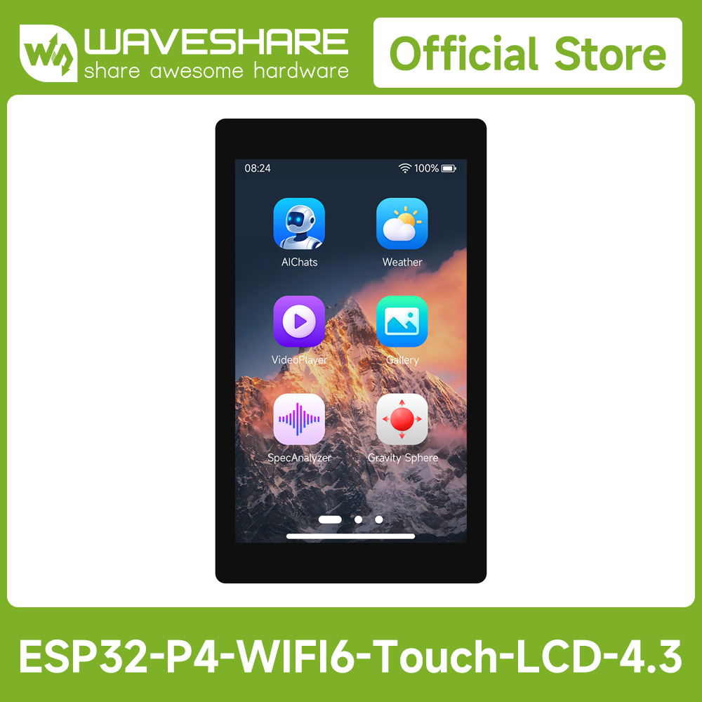 Esp32 P4 - เวฟแชร์ ESP32-P4-WIFI6 บอร์ดพัฒนา 4.3 นิ้ว, ความละเอียด