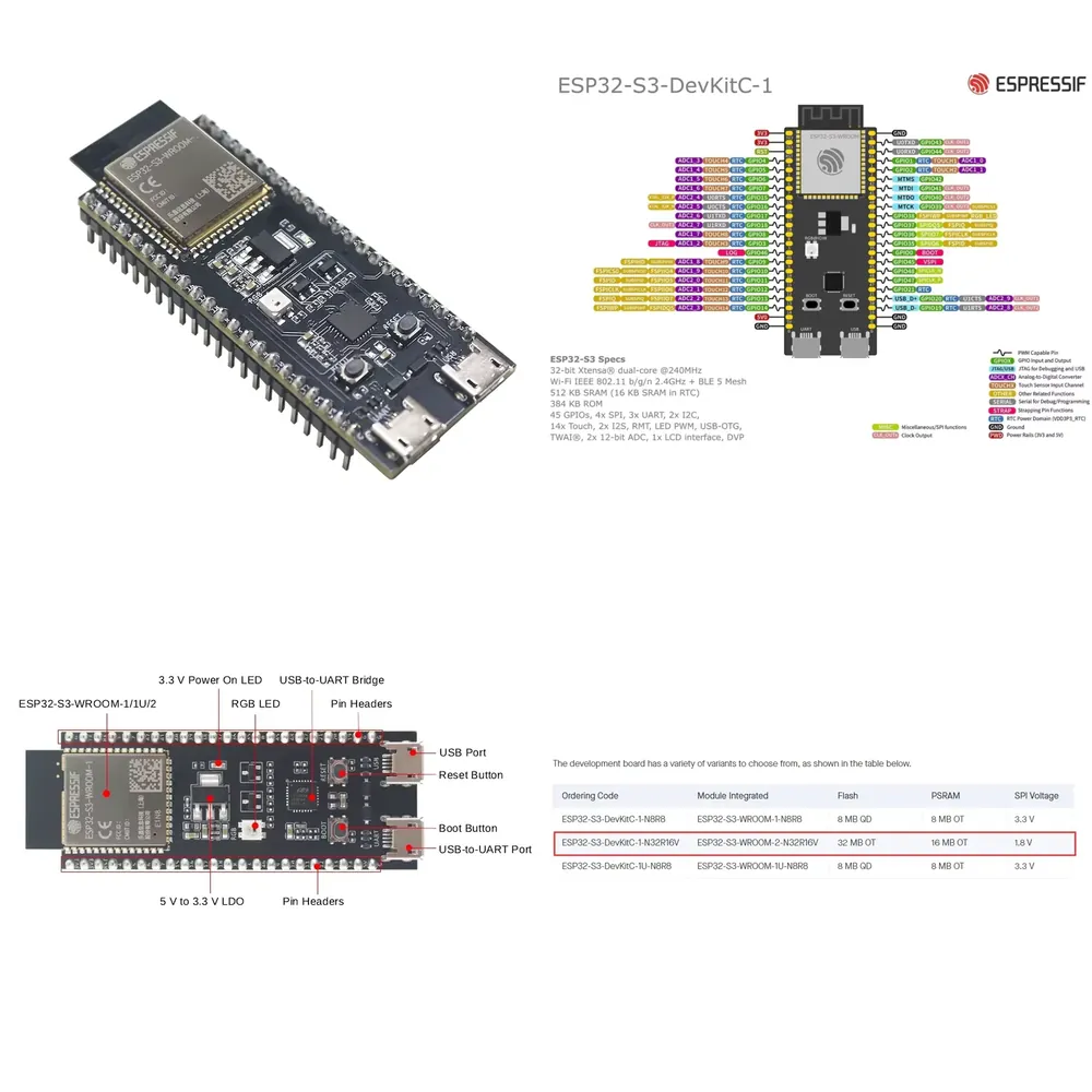 บอร์ดพัฒนา Espressif ESP32-S3- - Esp32 S3 บทวิจารณ์และราคา