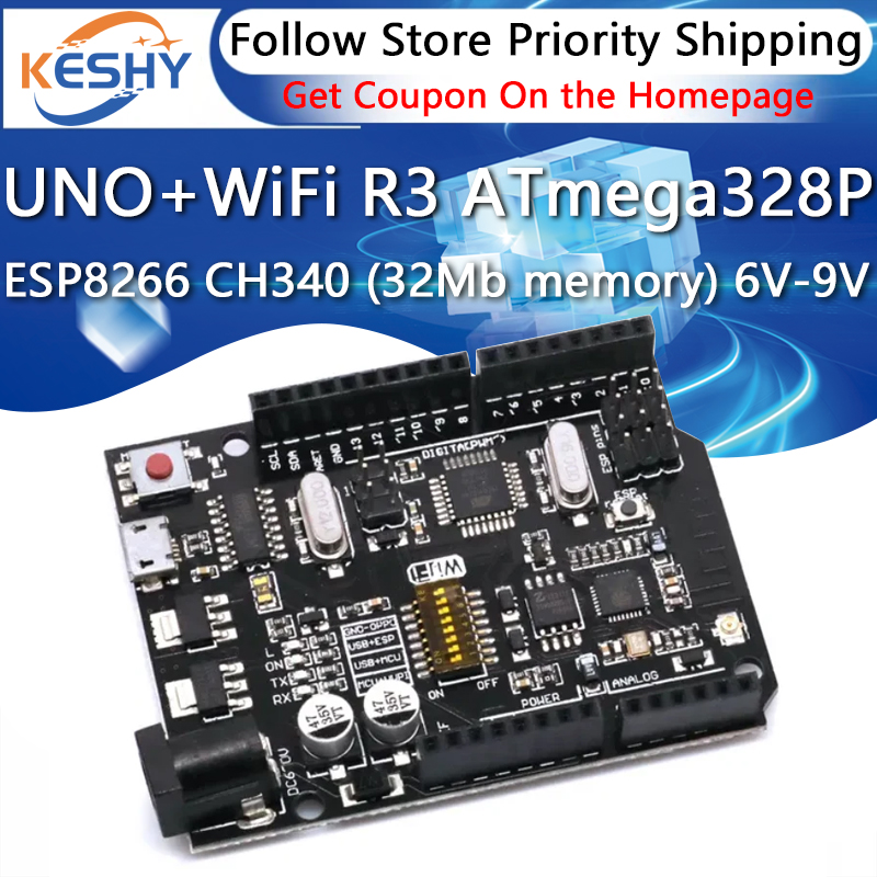 UNO + WiFi R3 ATmega328P + ESP - Esp8266 Nodemcu บทวิจารณ์และราคา